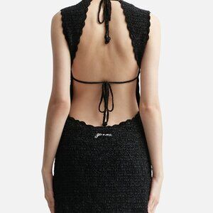 Ganni crochet black dress backless